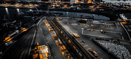 many containers at a port transportation global supply chain