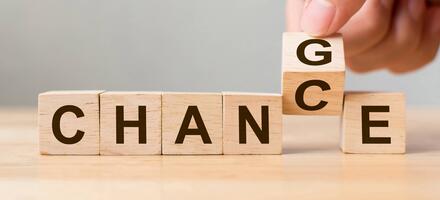 Chance or change? Wooden blocks spelling out chance or change