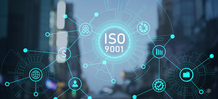 Graphic and icon depiction of ISO 9001
